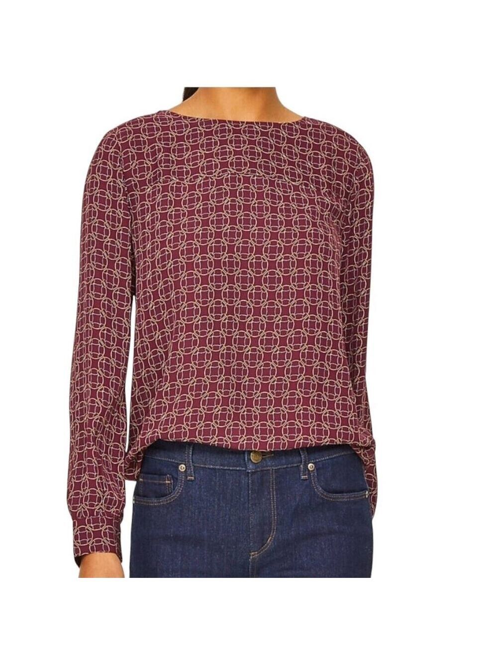 Loft Outlet Medallion Ballet Neckline Long Sleeve Relaxed Fit Blouse Size XL